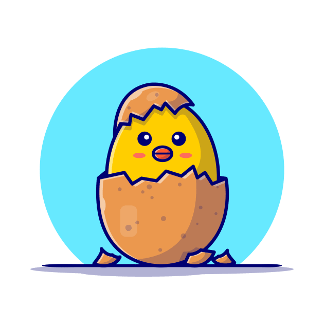 Cute Chick Egg Cartoon Vector Icon Illustration by Catalyst Labs