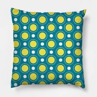 Blue and Yellow Circle Seamless Pattern 030#002 Pillow