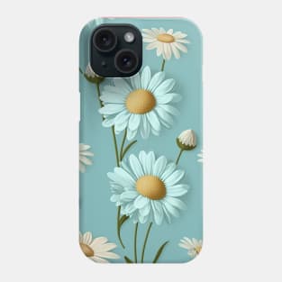 Light Blue Pastel White Daisy Flower Cute Pastel Aesthetic Phone Case