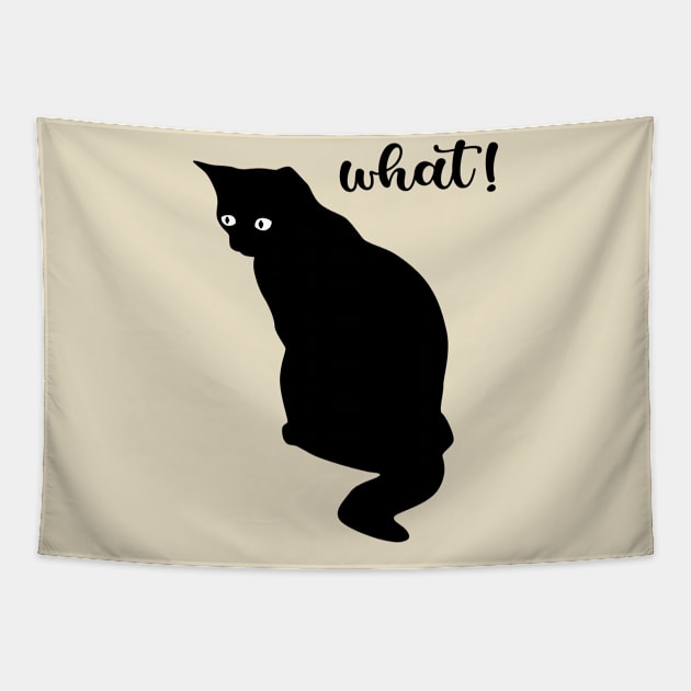 Cat What - Murderous Black Cat Tapestry by osaya