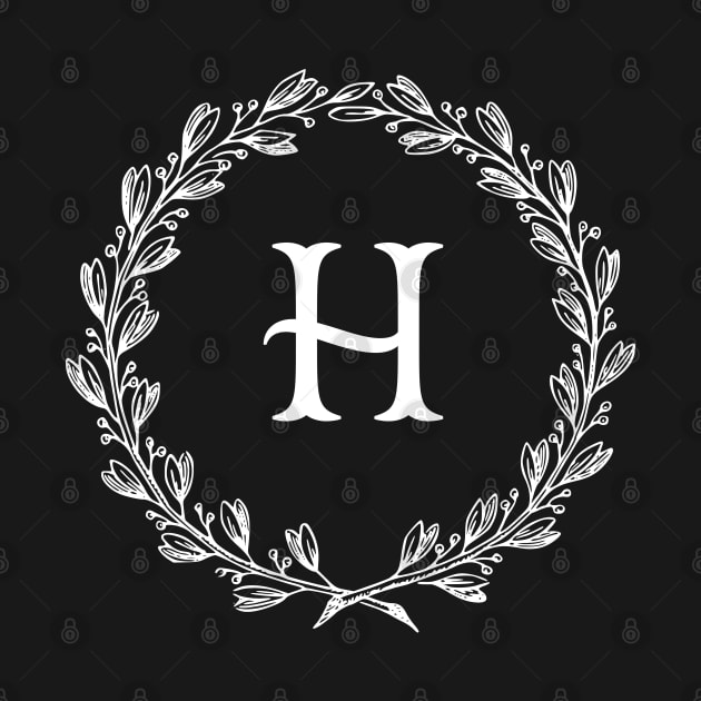 Beautiful Letter H Alphabet Initial Monogram Wreath by anonopinion