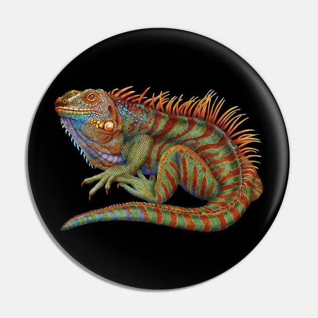 Iguana Pin by Tim Jeffs Art