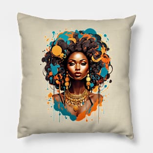 Black Woman Modern Hip Hop Afro fashionable design Pillow