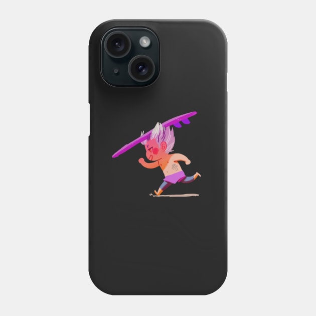 Eager surfer boy Phone Case by AlexAdelaida