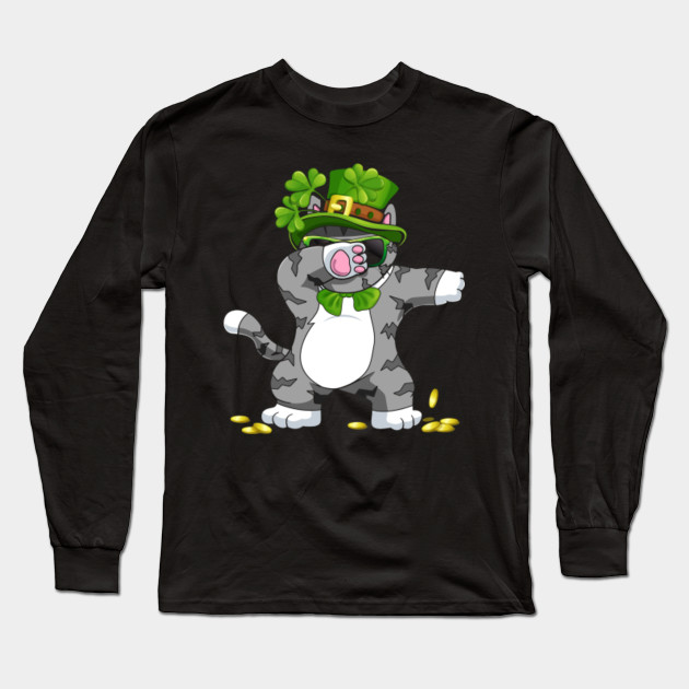 Dabbing Cat Dance St Patricks Day Leprechaun Hat Shamrocks
