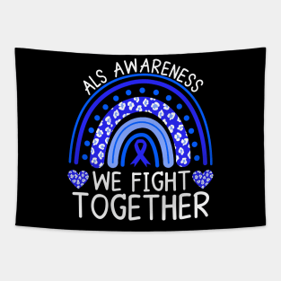 Als Awareness Rainbow We Fight Together Tapestry