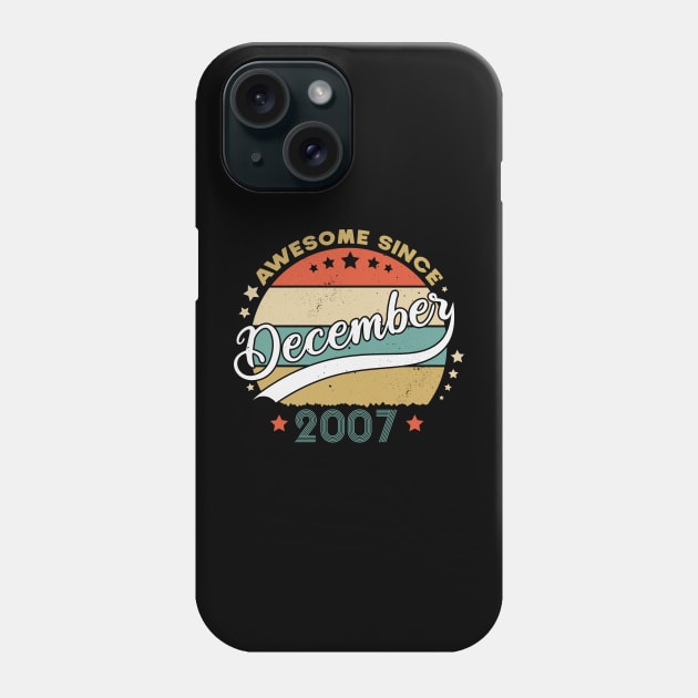 Awesome Since December 2007 Birthday Retro Sunset Vintage Funny Gift For Birthday Phone Case by SbeenShirts