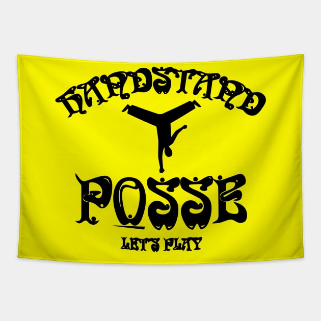 Handstand Posse Lets Play Yoga Tapestry by Sigelgam31