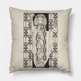 Art Nouveau Lady 3 (black on cream) Pillow