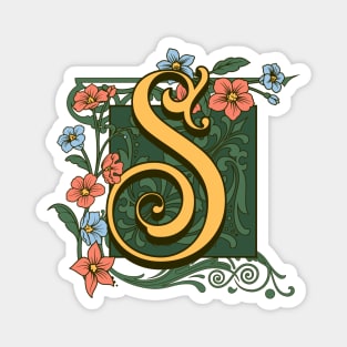 Art Nouveau Letter S, Ornamental Letter S, Art Deco Magnet