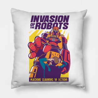 Invasion of the Robots | Retro Comic Book Pillow