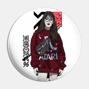 Cool Japanese Girl Kanji Patter Ornaments Pin