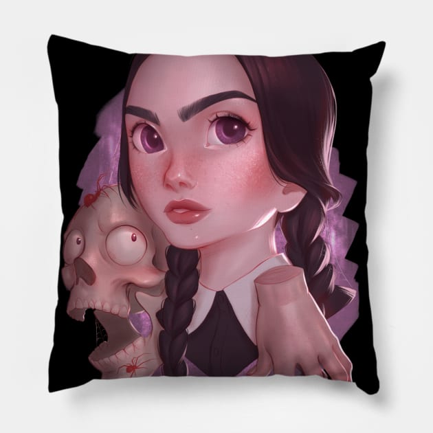 Wednesday Addams Pillow by fabiobottega