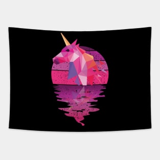 Vintage cute unicorn reflected on lights of moon Tapestry