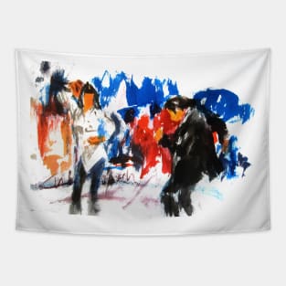 Watercolor inspired in Pulp Fiction dance Tapestry