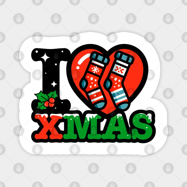 I heart Christmas socks xmas Magnet by opippi