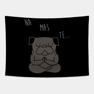 NAMASTE Black Pug Tapestry