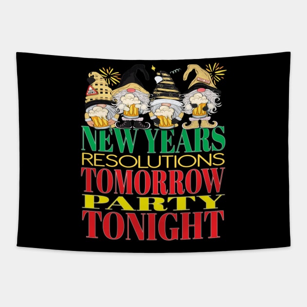 Funny New Years Resolutions Tomorrow Party Tonight Gnomes New York Tapestry by Envision Styles