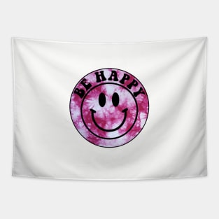 Pink Tie Dye Be Happy Tapestry