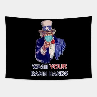 Uncle Sam - Wash Your Damn Hands Tapestry