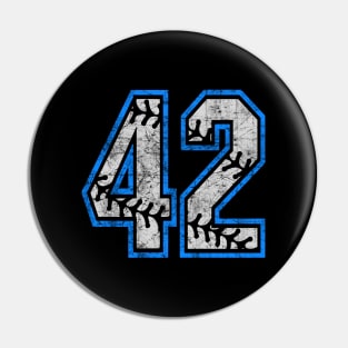 Number 42 Baseball Equality Distressed Classic LA Blue Pin