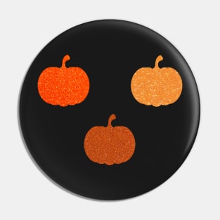 Trio Orange Faux Glitter Halloween Pumpkins Pin