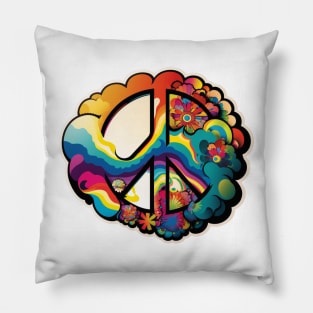 Groovy Psychedelic Peace Sign Pillow