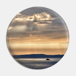 Morning light shafts over the Scares - a group of rocks in Luce Bay, Wigtownshire, Scotland Pin