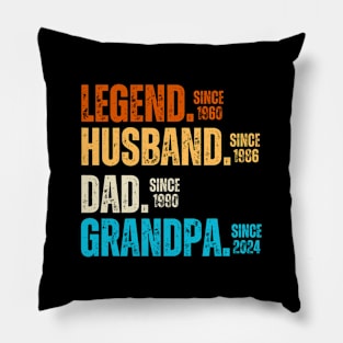 Cool Gift Ideas for Legendary Dads and Grandpas - Father's Day Family Matching - Legend Since 1960 Husband Since 1986 Dad Since 1990 Grandpa Since 2024 Pillow