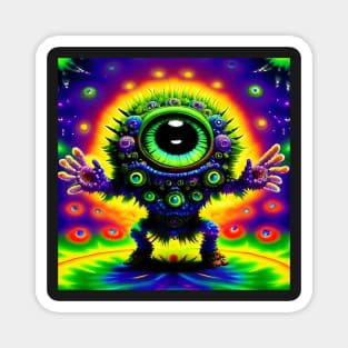 Alien Robot Psychedelic Martian Little Green Man Magnet