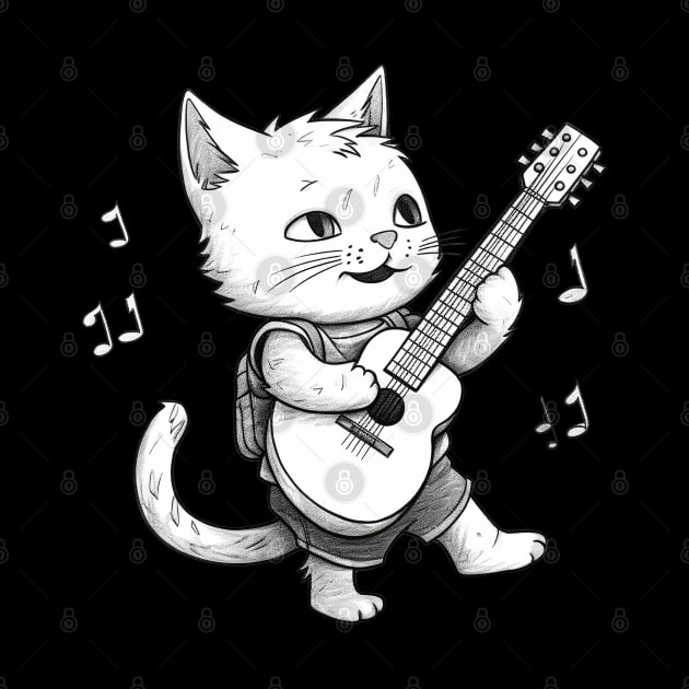 Cat playing guitar by Onceer