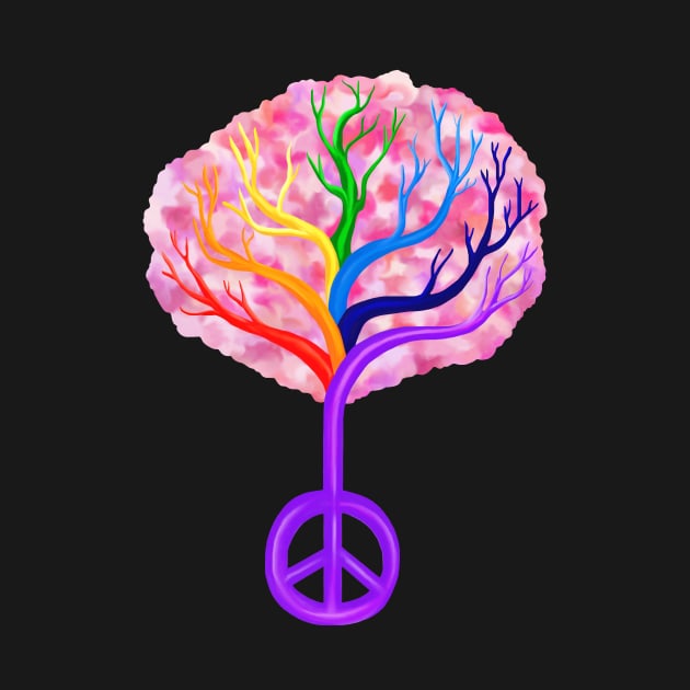 Cherry Blossom Rainbow Peace Tree by Art by Deborah Camp