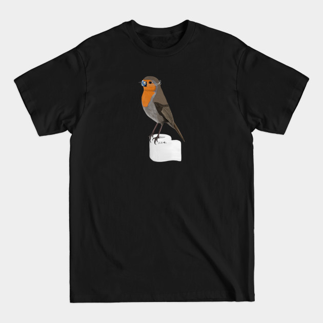 Discover Robin Bird Illustration with Face Mask on Toilet Paper - Bird With Face Mask - T-Shirt