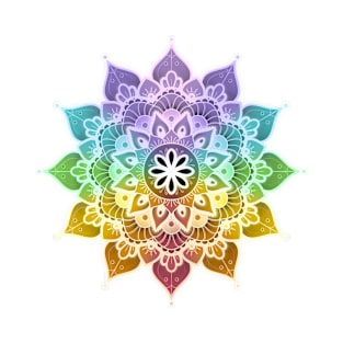 Mandala of Chakras in the 7 colors of the rainbow n°3 T-Shirt