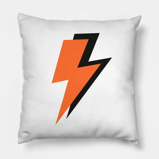 Orange and Black, Lightning Bolts Pillow by OneThreeSix