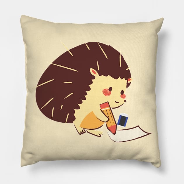 Porcupine writing on a paper Pillow by Sticker deck