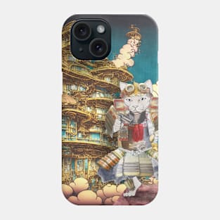 Steampunk Samurai Cat in Steampunk Japanese Royal Palace Phone Case