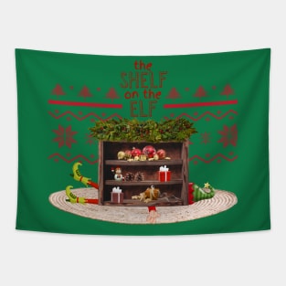 The Shelf on the Elf Ugly Christmas Sweater Tapestry