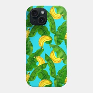 Bananas and leaves watercolor design Phone Case