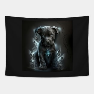 Devilish Pit Bull Puppy Tapestry