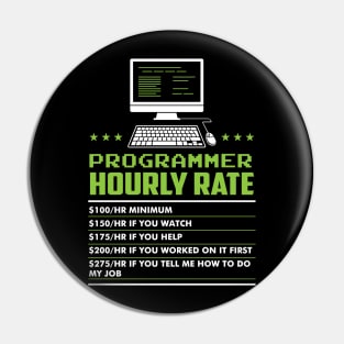 Hourly Rate - Funny Coder Programmer Pin