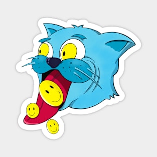 Blue Cat Smile Kitten Cartoon Pet Magnet