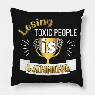 LOSING TOXIC PEOPLE DESIGN GOLD AND WHITE LETTERS Pillow