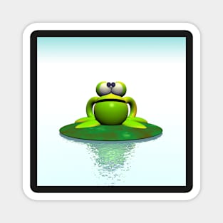 Green frog on a lilypad Magnet