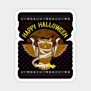 Happy Halloween Mummy Owl Funny Novelty Ugly Sweater Style Magnet