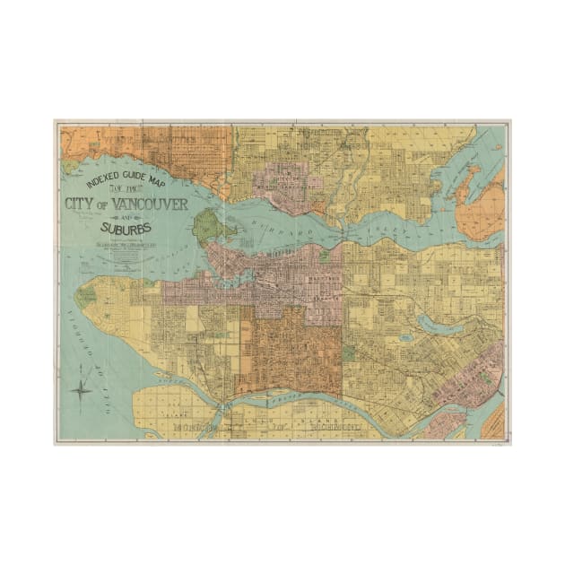 Vintage Map of Vancouver Canada (1920) by Bravuramedia