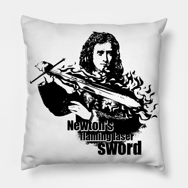 Newton's flaming laser sword Pillow by conquart