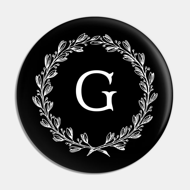 Beautiful Letter G Alphabet Initial Monogram Wreath Pin by anonopinion