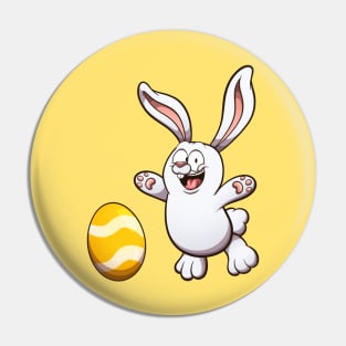 Cute Jumping Easter Bunny With Easter Egg Pin