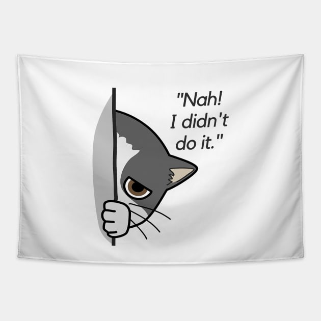 Gray Cat Hiding Tapestry by LThings